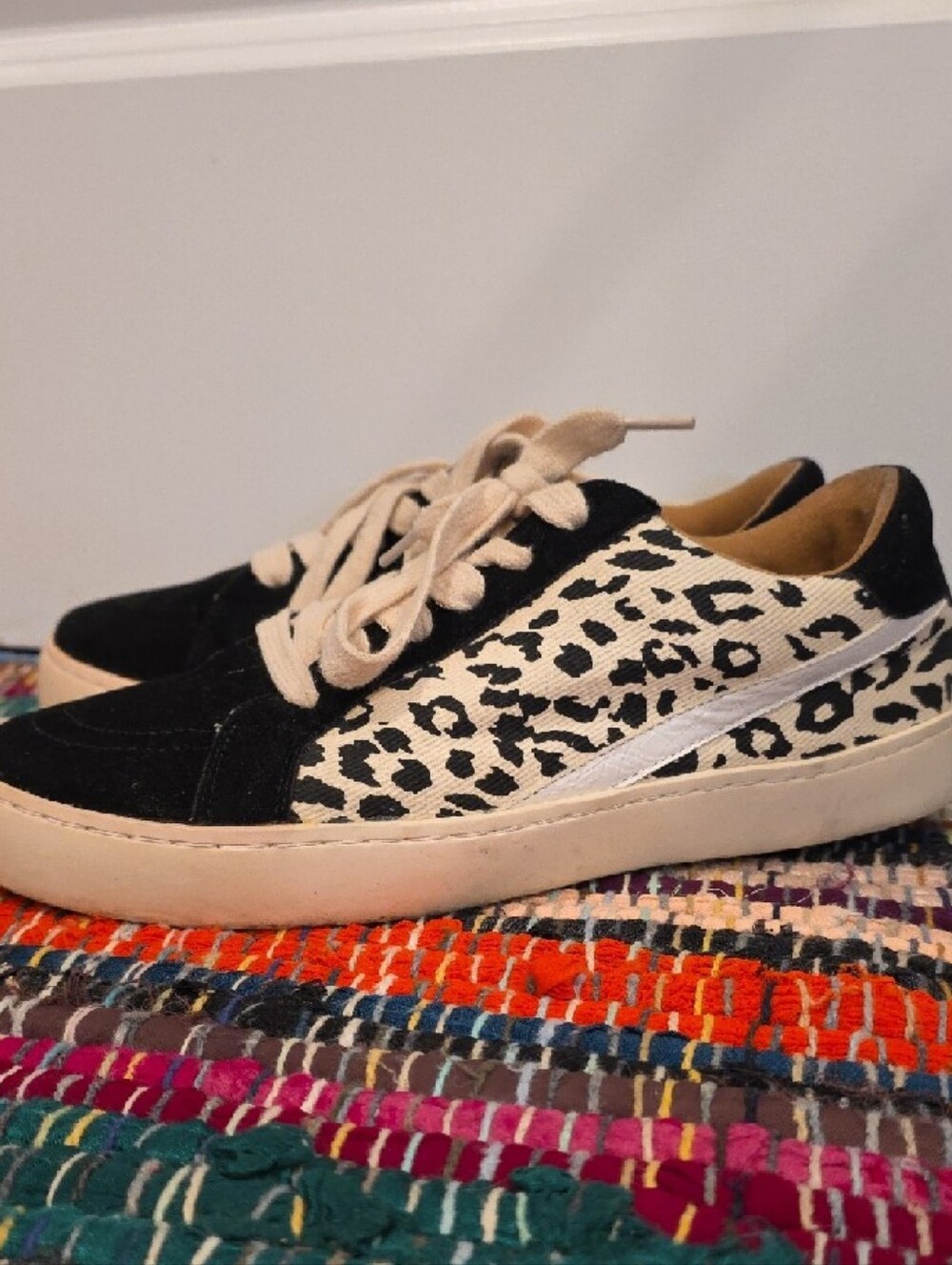 White Raven Leopard Print Sneakers